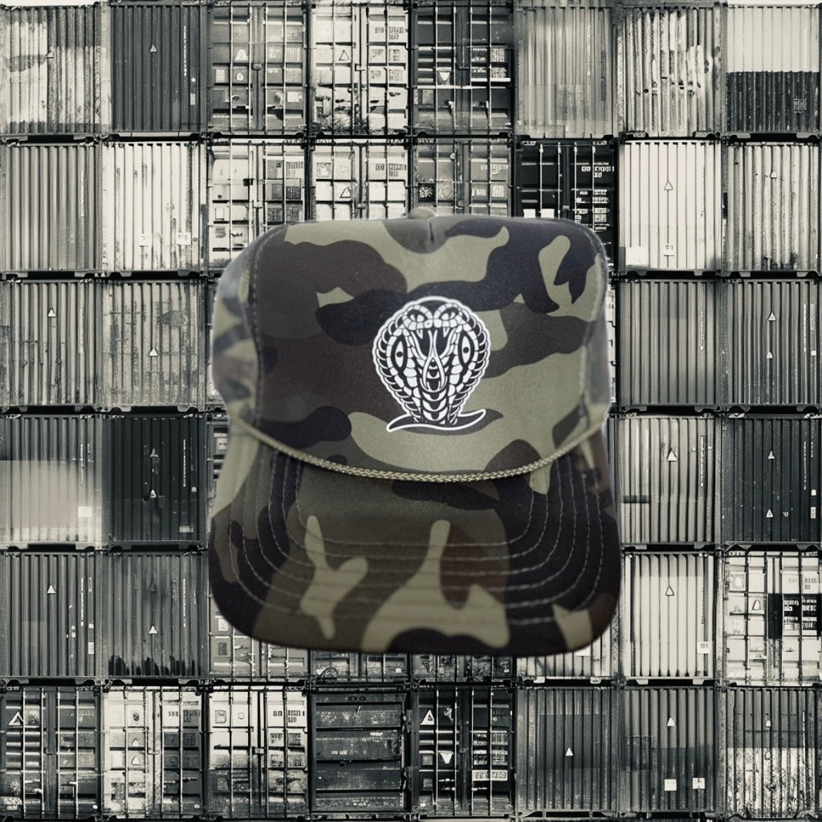 OG Snake Trucker Hat Green Camo
