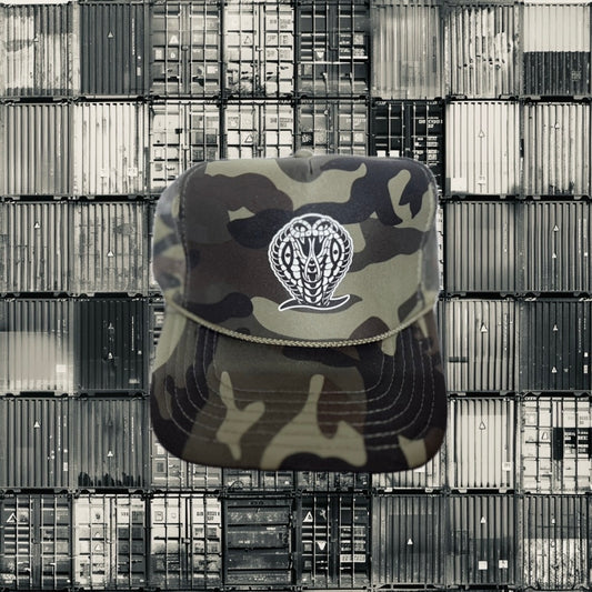 OG Snake Trucker Hat Green Camo