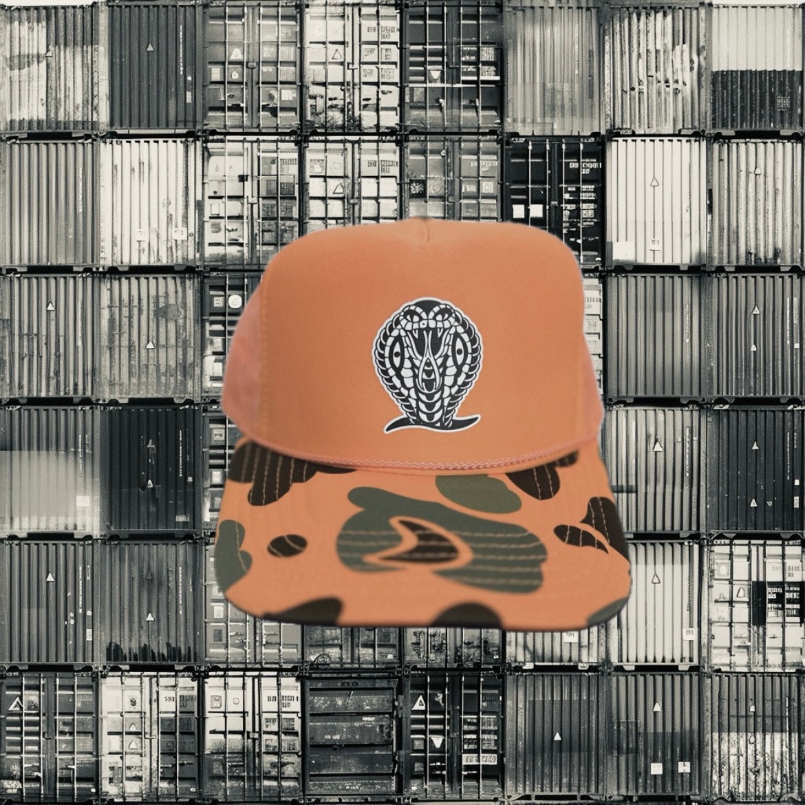 OG Snake Trucker Hat Orange Camo